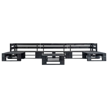 Canapés de jardin palette 6 pcs Noir Bois