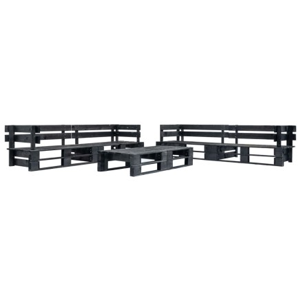 Canapés de jardin palette 6 pcs noir bois