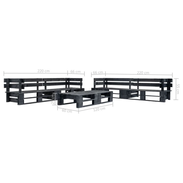 Canapés de jardin palette 6 pcs noir bois