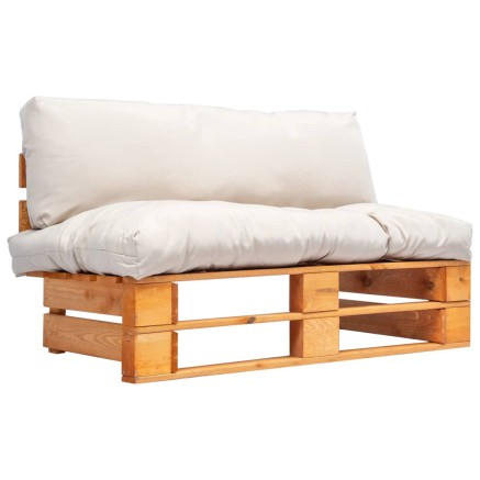Canapé de jardin palette avec coussins sable Pinède