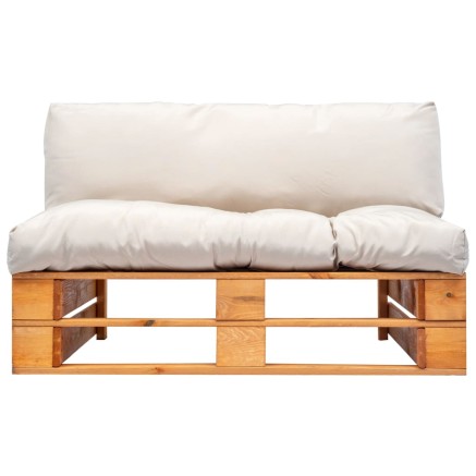 Canapé de jardin palette avec coussins sable Pinède 2