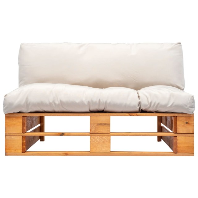 Canapé de jardin palette avec coussins sable Pinède