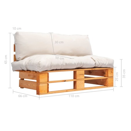 Canapé de jardin palette avec coussins sable Pinède