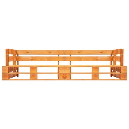 Canapé de jardin palette 2 places marron miel bois 2