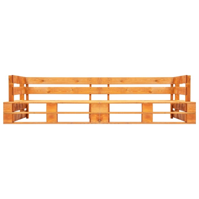 Canapé de jardin palette 2 places marron miel bois