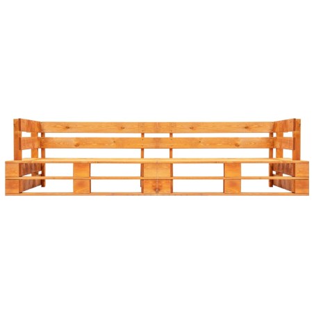 Canapé de jardin palette 2 places marron miel bois