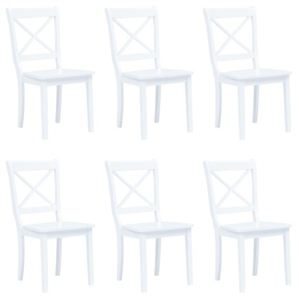 Chaises à manger lot de 6 blanc bois d'hévéa massif