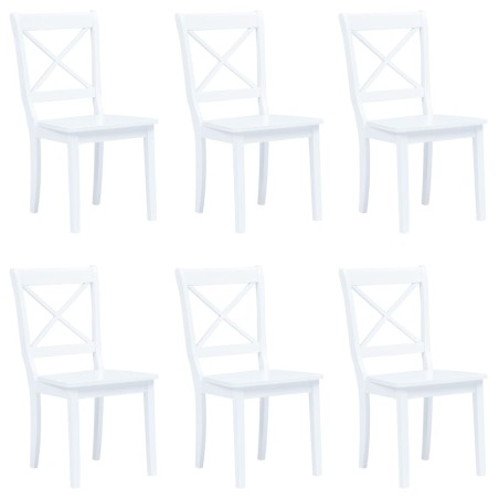 Chaises à manger lot de 6 blanc bois d'hévéa massif