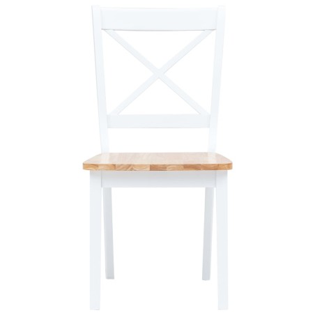 Chaises à manger lot de 6 blanc et bois clair bois hévéa massif