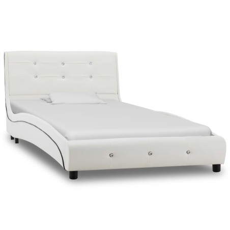 Lit avec matelas à mémoire de forme Blanc Similicuir 90x200 cm