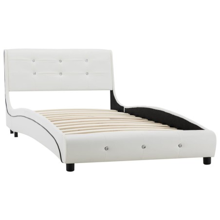 Lit avec matelas à mémoire de forme Blanc Similicuir 90x200 cm