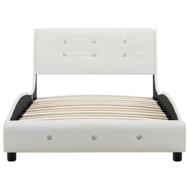 Lit avec matelas à mémoire de forme Blanc Similicuir 90x200 cm