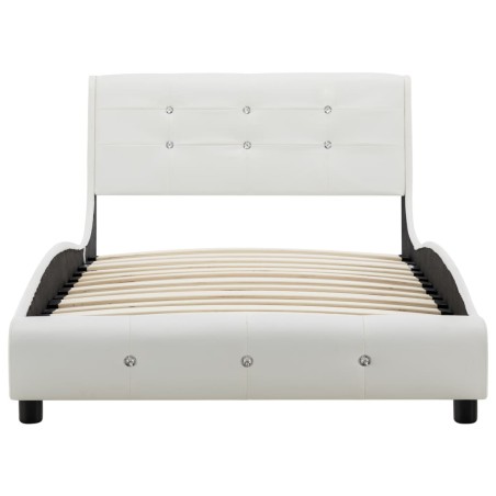 Lit avec matelas à mémoire de forme Blanc Similicuir 90x200 cm