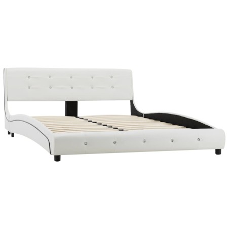 Lit avec matelas à mémoire de forme Blanc Similicuir 140x200 cm