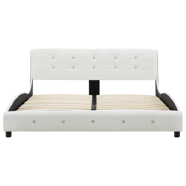 Lit avec matelas à mémoire de forme Blanc Similicuir 140x200 cm