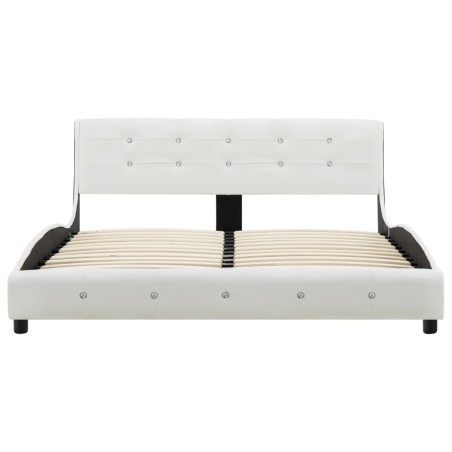 Lit avec matelas à mémoire de forme Blanc Similicuir 140x200 cm