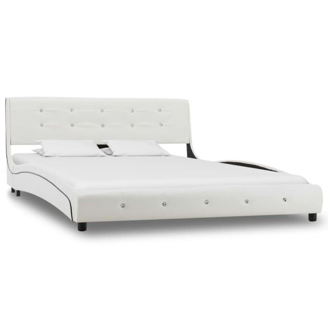 Lit avec matelas Blanc Similicuir 140x200 cm