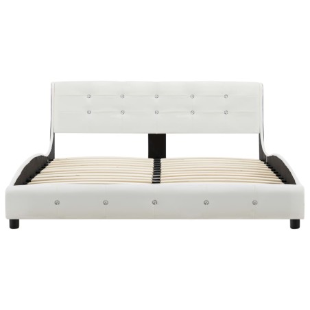 Lit avec matelas Blanc Similicuir 140x200 cm