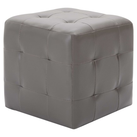 2 pcs Poufs Gris 30 x 30 x 30 cm Similicuir 2