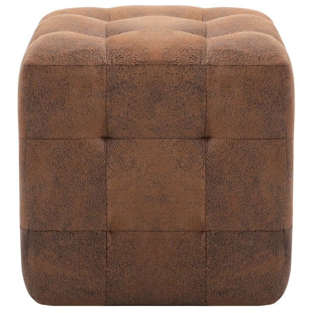 2 pcs Poufs Marron 30 x 30 x 30 cm Similicuir daim
