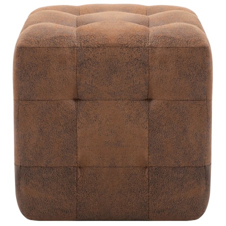 2 pcs Poufs Marron 30 x 30 x 30 cm Similicuir daim