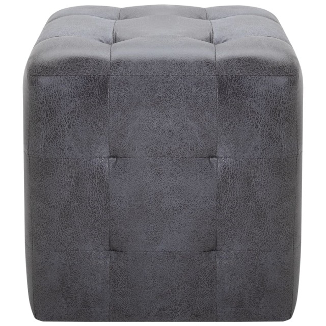 2 pcs Poufs Gris 30 x 30 x 30 cm Similicuir daim