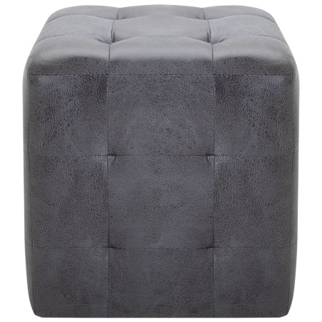 2 pcs Poufs Gris 30 x 30 x 30 cm Similicuir daim