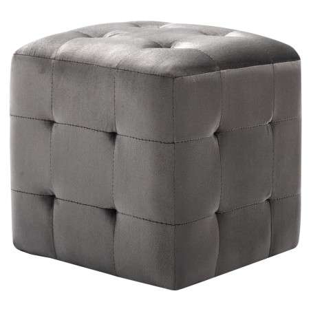 2 pcs Poufs Gris 30 x 30 x 30 cm Tissu velours