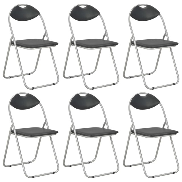 Chaises pliantes à manger lot de 6 noir similicuir