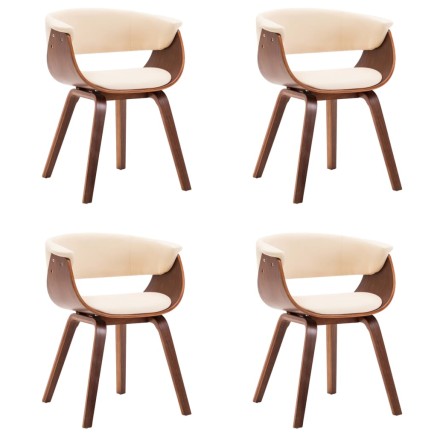 Chaises à manger lot de 4 crème bois courbé et similicuir 2