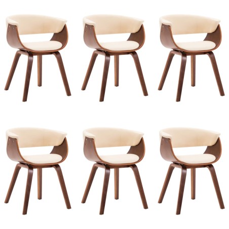 Chaises à manger lot de 6 crème bois courbé et similicuir