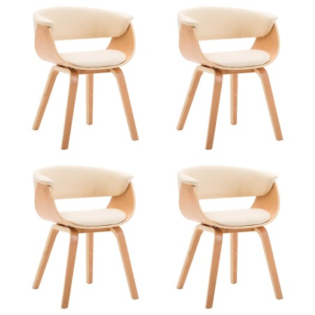 Chaises à manger lot de 4 crème bois courbé et similicuir