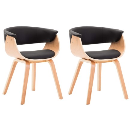 Chaises à manger lot de 2 noir bois courbé et similicuir 2