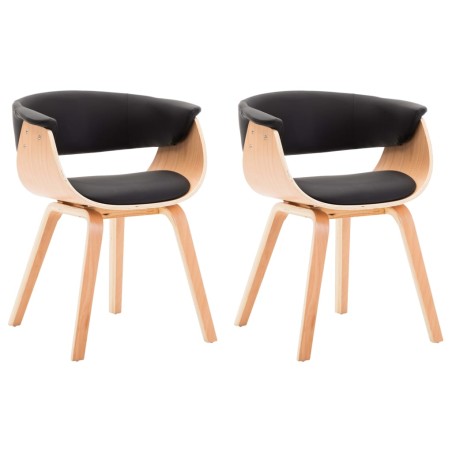 Chaises à manger lot de 2 noir bois courbé et similicuir