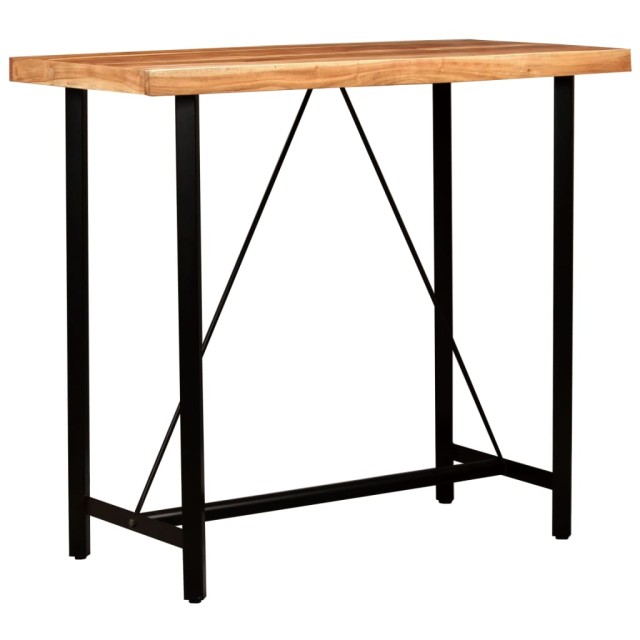 Ensemble de bar 5 pcs Bois solide et cuir véritable