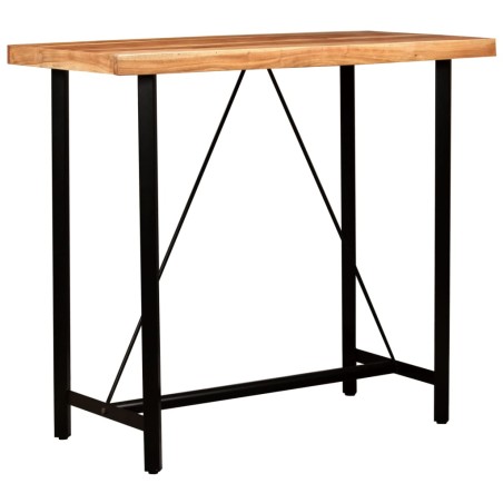 Ensemble de bar 5 pcs Bois solide et cuir véritable