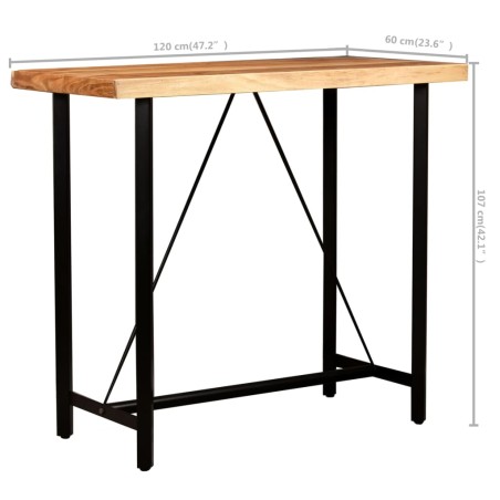 Ensemble de bar 5 pcs Bois solide et cuir véritable