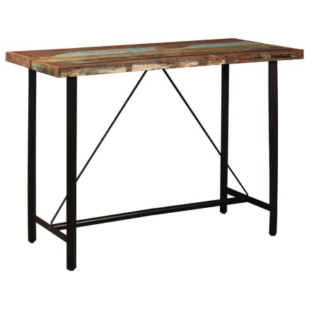 Ensemble de bar 5 pcs Bois de récupération et cuir véritable 2