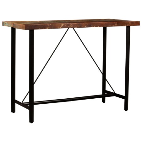 Ensemble de bar 5 pcs Bois de récupération et cuir véritable