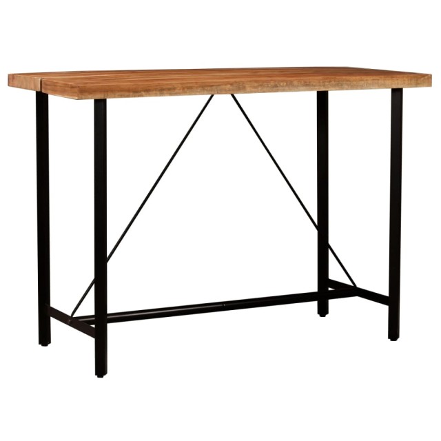 Ensemble de bar 7 pcs Bois solide et cuir véritable