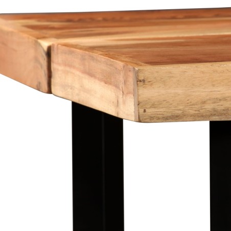 Ensemble de bar 7 pcs Bois solide et cuir véritable