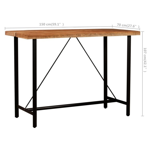 Ensemble de bar 7 pcs Bois solide et cuir véritable