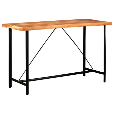 Ensemble de bar 7 pcs Bois d'acacia solide et cuir véritable