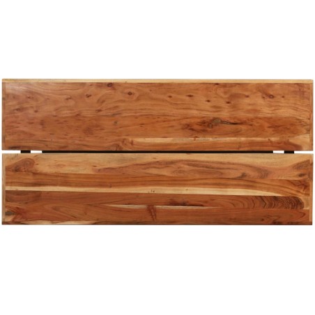 Ensemble de bar 7 pcs Bois d'acacia solide et cuir véritable
