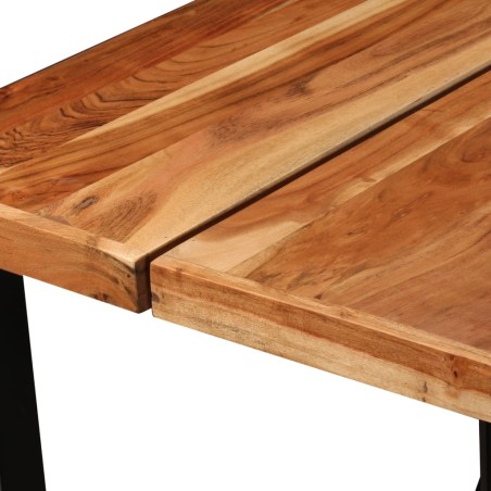 Ensemble de bar 7 pcs Bois d'acacia solide et cuir véritable