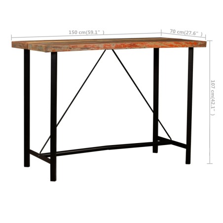 Ensemble de bar 7 pcs Bois de récupération et cuir véritable
