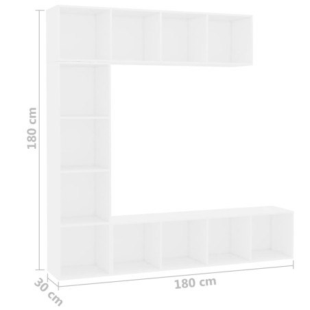 Ensemble de bibliothèque/meuble TV 3 pcs Blanc 180x30x180 cm
