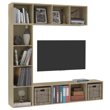 Jeu de bibliothèque/meuble TV 3 pcs Chêne sonoma 180x30x180 cm