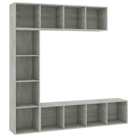 Jeu de bibliothèque/meuble TV 3 pcs Gris béton 180x30x180 cm 2