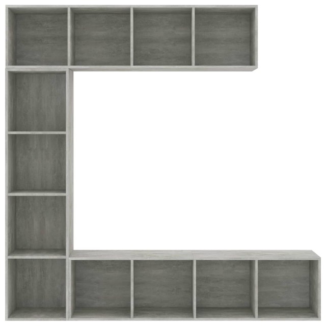 Jeu de bibliothèque/meuble TV 3 pcs Gris béton 180x30x180 cm